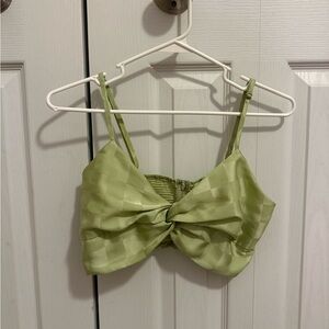 Edit by Nine Green Checkered Satin Crop Tank – Size M